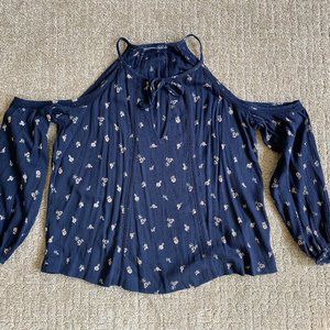 Flowered Navy Blouse